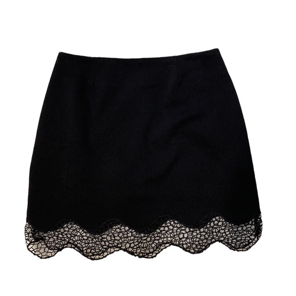 Lush black lace mesh hem mini skirt size M - Picture 1 of 6